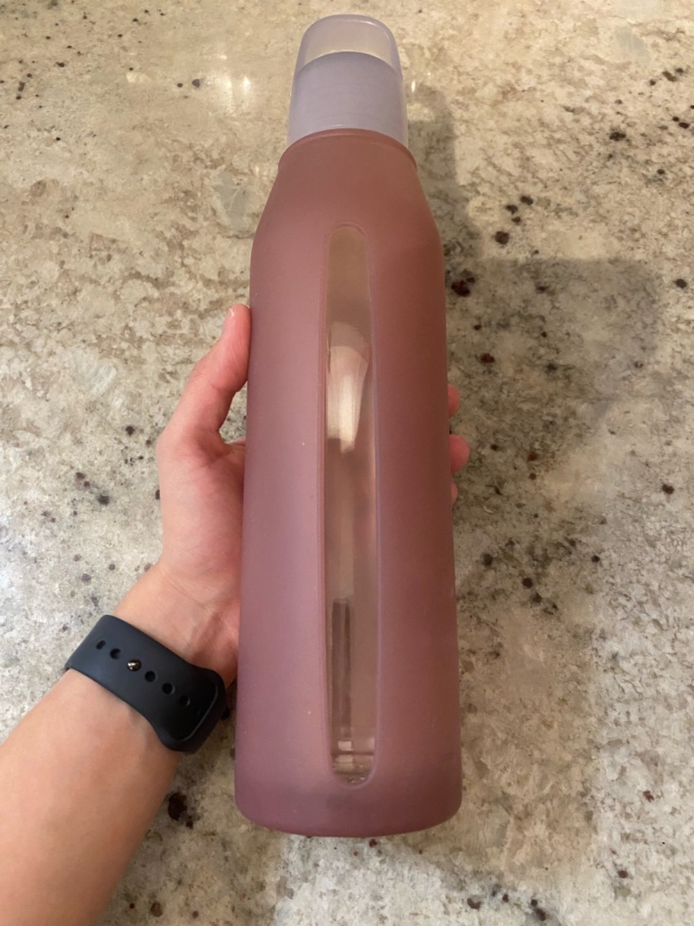 Lululemon Athletica 22oz Glass Water Bottle Pinkish/Purple Silicone Sleeve